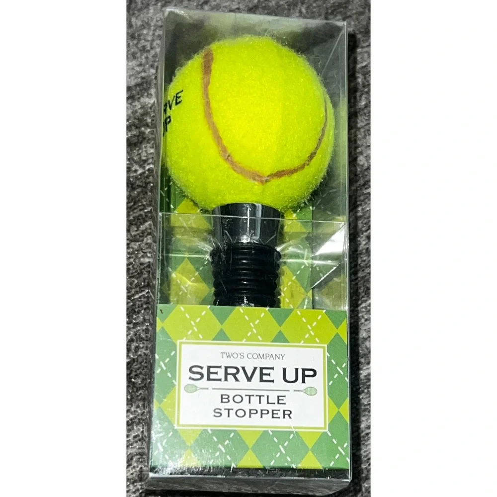 Two's Company Serve Up Tennis Ball Wine Bottle Stopper New in Box